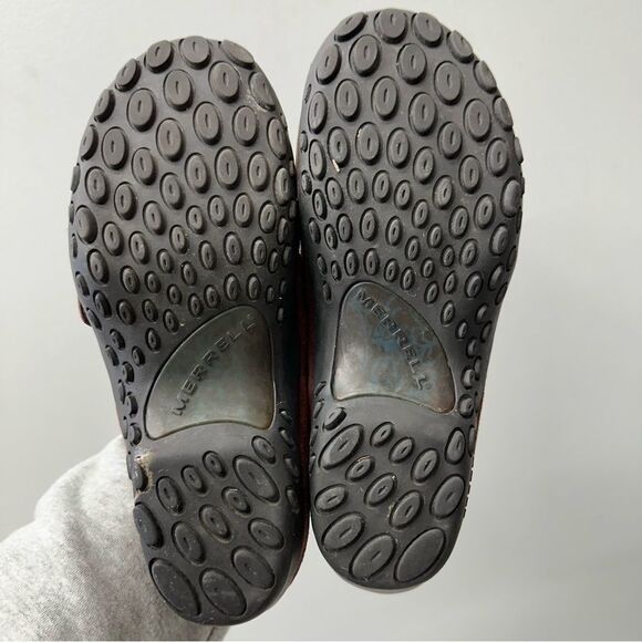 Merrell plaza bandeau cherry oak brown suede leather mary jane shoes women's 9. - Picture 8 of 8